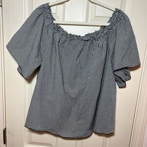 LANE BRYANT- Gingham Off the Shoulder Blouse